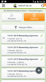 app teeltregistratie geofolia van Isagri